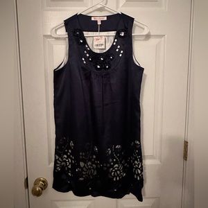 Navy blue shiny cut out bling mini dress